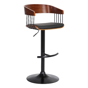 Armen Living Larisa 24-33&quot Adjustable Wood & Metal Bar Stool in Black/Walnut