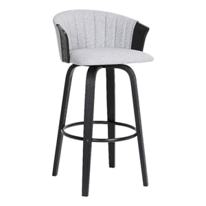 Armen Living Diana 26&quot Modern Fabric & Wood Swivel Counter Stool in Gray/Black