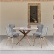 Armen Living Sachi 5-Piece Wood/Rope Outdoor Dining Set in Light Brown/Gray