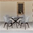 Armen Living Sachi 5-Piece Wood/Rope Outdoor Dining Set in Dark Brown/Light Gray