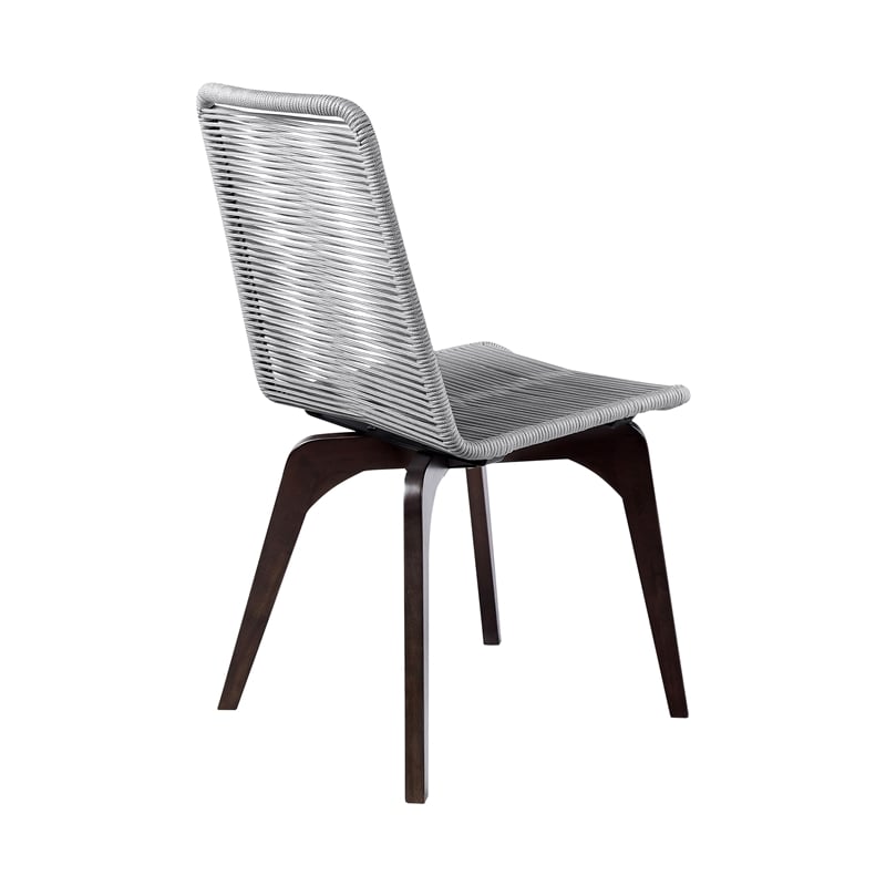 Armen Living Sachi 5-Piece Wood/Rope Outdoor Dining Set in Dark Brown/Light Gray