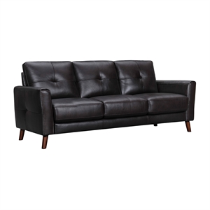 Armen Living Almafi 82&quot Upholstered Modern Leather Sofa in Brown