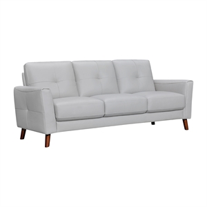 Armen Living Almafi 82&quot Upholstered Modern Leather Sofa in Dove Gray