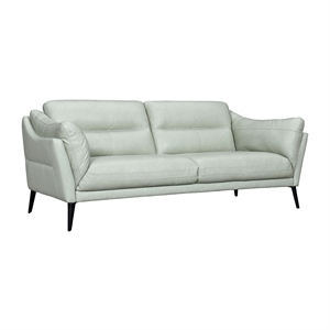 Armen Living Franz Upholstered Metal & Leather Sofa in Black/Mint