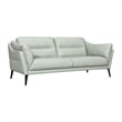 Armen Living Franz Upholstered Metal & Leather Sofa in Black/Mint