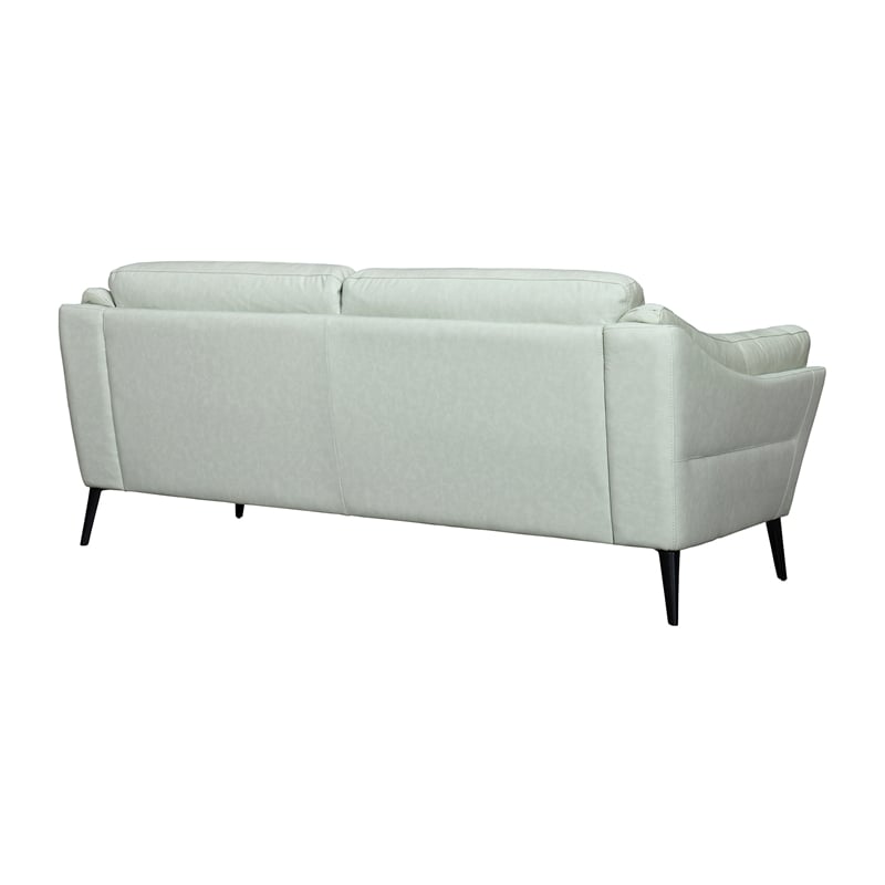 Armen Living Franz Upholstered Metal & Leather Sofa in Black/Mint