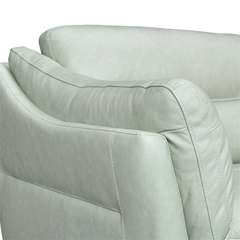 Armen Living Franz Upholstered Metal & Leather Sofa in Black/Mint