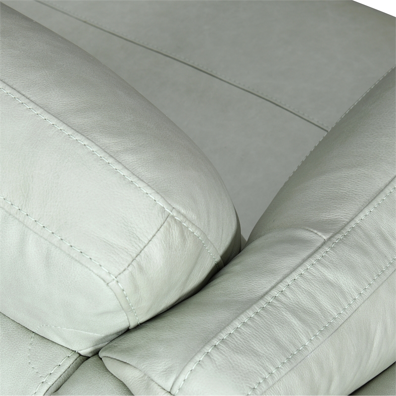 Armen Living Franz Upholstered Metal & Leather Sofa in Black/Mint