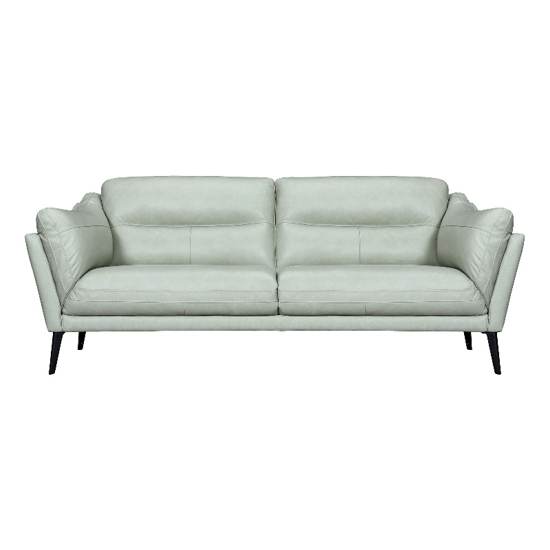 Armen Living Franz Upholstered Metal & Leather Sofa in Black/Mint