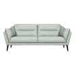 Armen Living Franz Upholstered Metal & Leather Sofa in Black/Mint
