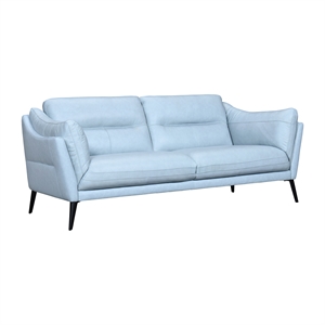 Armen Living Franz Upholstered Metal & Leather Sofa in Black/Sky Blue