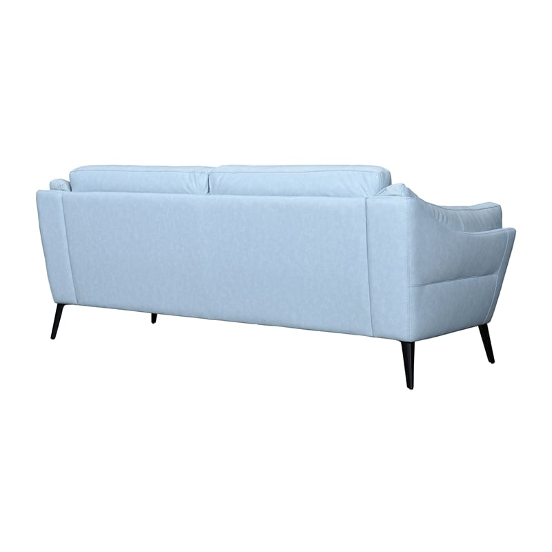 Armen Living Franz Upholstered Metal & Leather Sofa in Black/Sky Blue