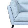 Armen Living Franz Upholstered Metal & Leather Sofa in Black/Sky Blue