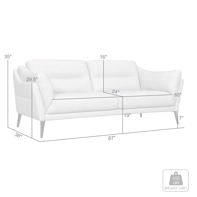 Armen Living Franz Upholstered Metal & Leather Sofa in Black/Sky Blue