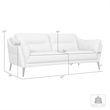 Armen Living Franz Upholstered Metal & Leather Sofa in Black/Sky Blue