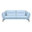 Armen Living Franz Upholstered Metal & Leather Sofa in Black/Sky Blue