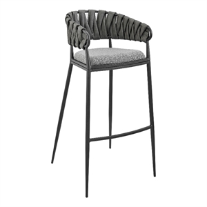Armen Living Giovanni 30&quot Metal & Faux Leather Bar Stool in Black/Gray