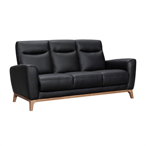 Armen Living Greyson 83&quot Upholstered Modern Leather Sofa in Black