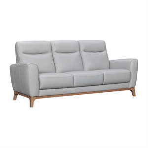 Armen Living Greyson 83&quot Upholstered Modern Leather Sofa in Dove Gray