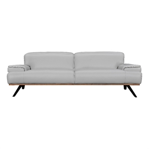 Armen Living Prato 89&quot Upholstered Modern Leather Sofa in Dove Gray