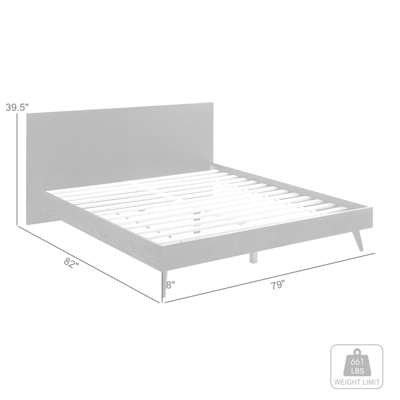 Armen Living Petra King Platform Wood Bed Frame with Tapered Legs in Black