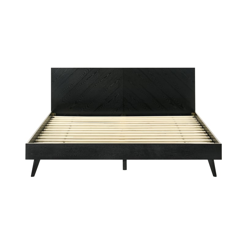 Armen Living Petra King Platform Wood Bed Frame with Tapered Legs in Black