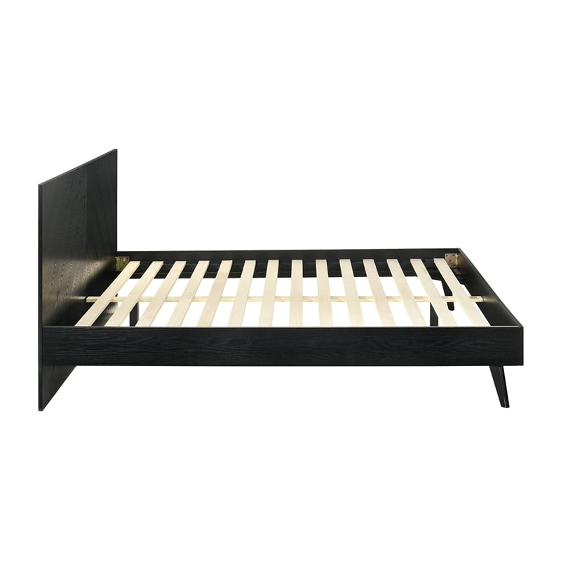 Armen Living Petra King Platform Wood Bed Frame with Tapered Legs in Black
