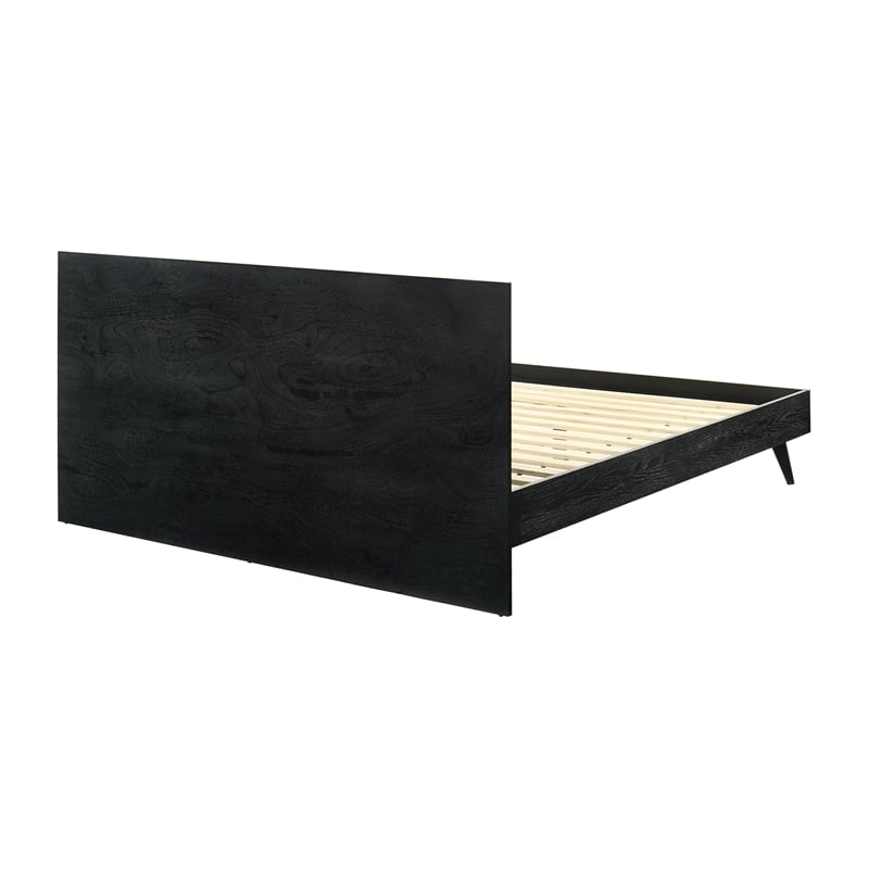 Armen Living Petra King Platform Wood Bed Frame with Tapered Legs in Black