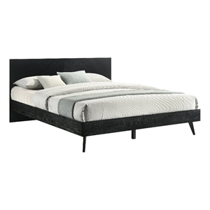 Armen Living Petra King Platform Wood Bed Frame with Tapered Legs in Black