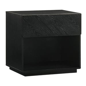 Armen Living Petra 1-Drawer Mid-Century Wood Nightstand in Black