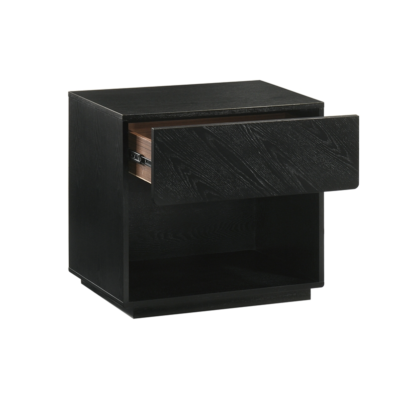 Armen Living Petra 1-Drawer Mid-Century Wood Nightstand in Black