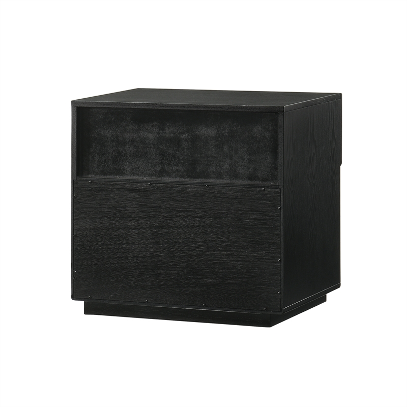Armen Living Petra 1-Drawer Mid-Century Wood Nightstand in Black