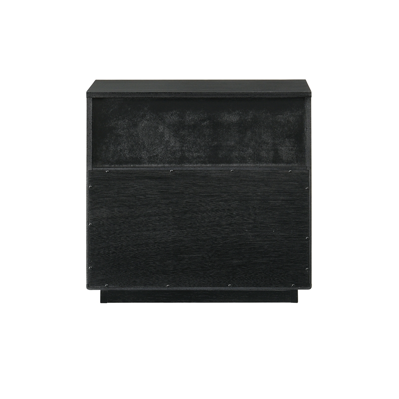 Armen Living Petra 1-Drawer Mid-Century Wood Nightstand in Black