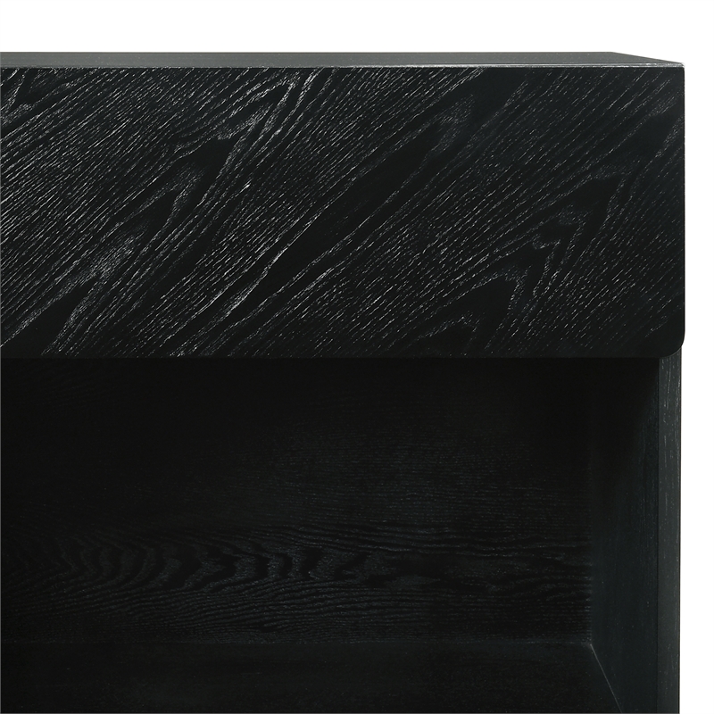 Armen Living Petra 1-Drawer Mid-Century Wood Nightstand in Black