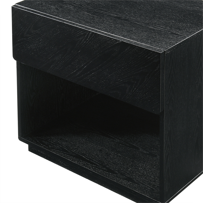 Armen Living Petra 1-Drawer Mid-Century Wood Nightstand in Black