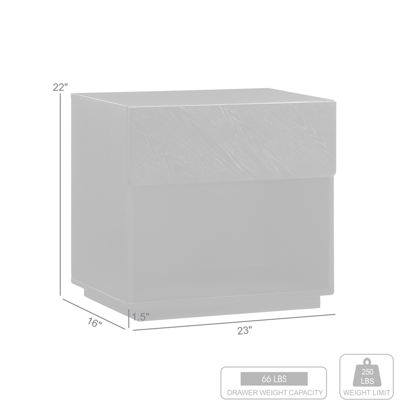 Armen Living Petra 1-Drawer Mid-Century Wood Nightstand in Black