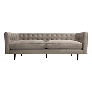 Armen Living Annabelle 80&quot Velvet & Wood Sofa in Fossil Gray and Black