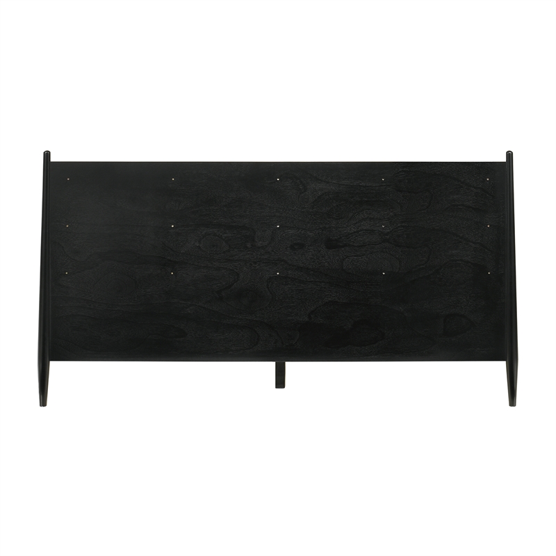 Armen Living Artemio King Platform Wood Bed Frame with Slim Track Arms in Black