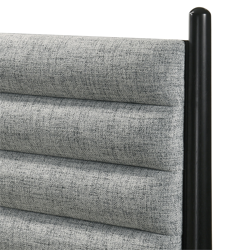 Armen Living Artemio King Platform Wood Bed Frame with Slim Track Arms in Black