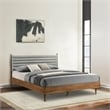 Armen Living Artemio King Platform Wood Bed Frame with Slim Track Arms in Walnut