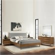Armen Living Artemio King Platform Wood Bed Frame with Slim Track Arms in Walnut
