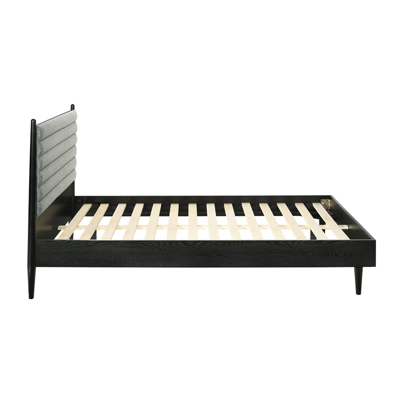 Armen Living Artemio Queen Platform Wood Bed Frame with Slim Track Arms in Black