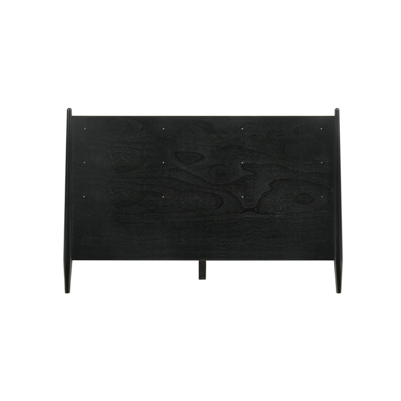 Armen Living Artemio Queen Platform Wood Bed Frame with Slim Track Arms in Black