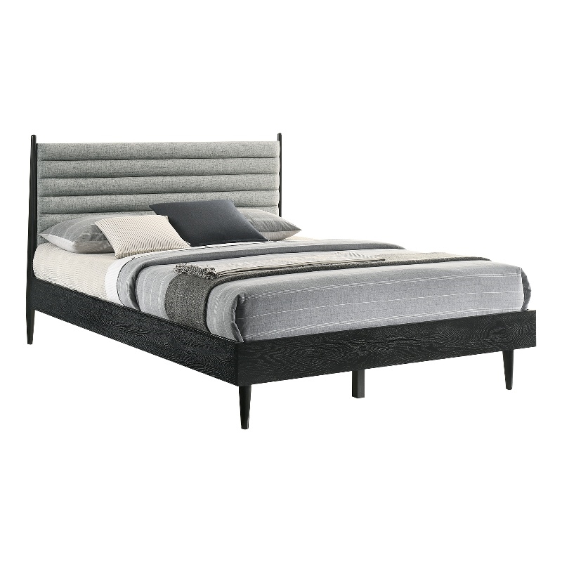 Armen Living Artemio Queen Platform Wood Bed Frame with Slim Track Arms in Black
