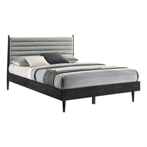 Armen Living Artemio Queen Platform Wood Bed Frame with Slim Track Arms in Black