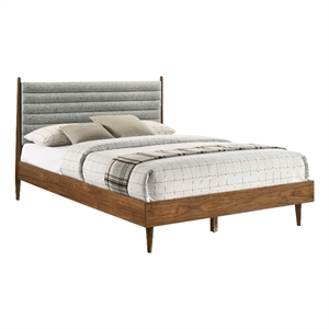 Armen Living Artemio Queen Platform Wood Bed Frame w/ Slim Track Arms in Walnut