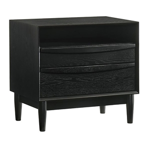 Armen Living Artemio 2-Drawer Wood Nightstand with Shelf in Black