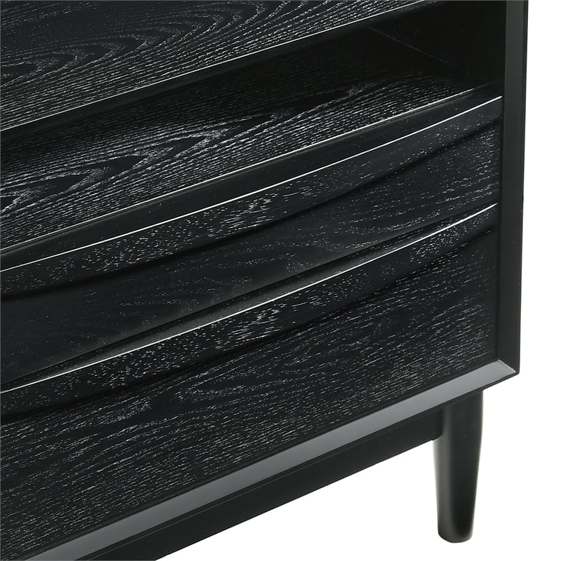 Armen Living Artemio 2-Drawer Wood Nightstand with Shelf in Black