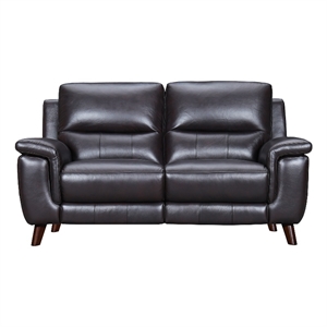 Armen Living Lizette 65&quot Leather Power Recliner Loveseat with USB in Brown
