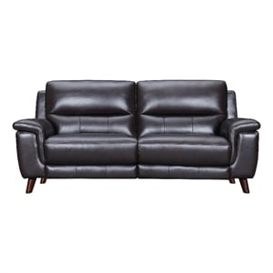 Armen Living Lizette 78&quot Leather Power Recliner Sofa with USB in Brown